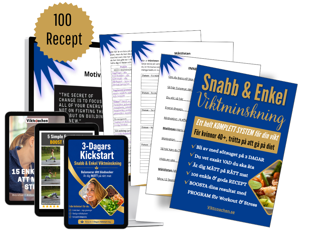 6. ⭐ SNABB & ENKEL VIKTMINSKNING, som är min BÄSTA metod, med 105 lätta recept och enkla rutiner. Nu även med min NYA "3-Dagars Kickstart!".