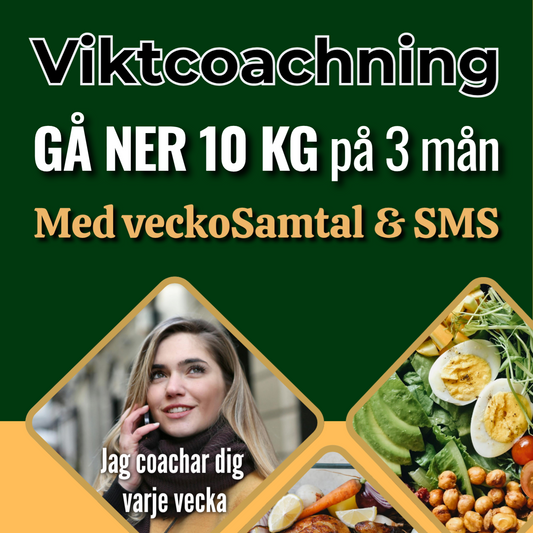 8. 🌟 VIKTCOACHNING I 3 MÅNADER. Med Samtal varje vecka, daglig sms-support och privat Fb-grupp. Min BÄSTA diet med 105 recept ingår. (Du kan delbet./mån.)